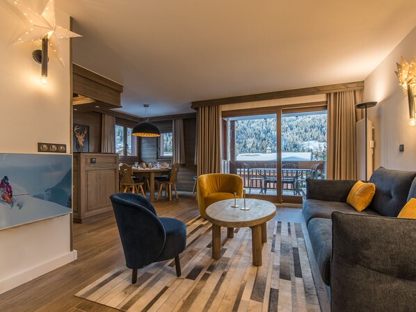 Living area - Wonderful apartment in Méribel with private garage and balcony (Méribel)