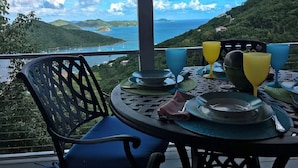 A table set for two with a view of the sea and hills. - "Someday Soon" Has Arrived! (St John)