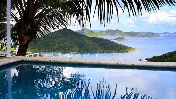A swimming pool with a view of a bay and sailboats. - "Someday Soon" Has Arrived! (St John)