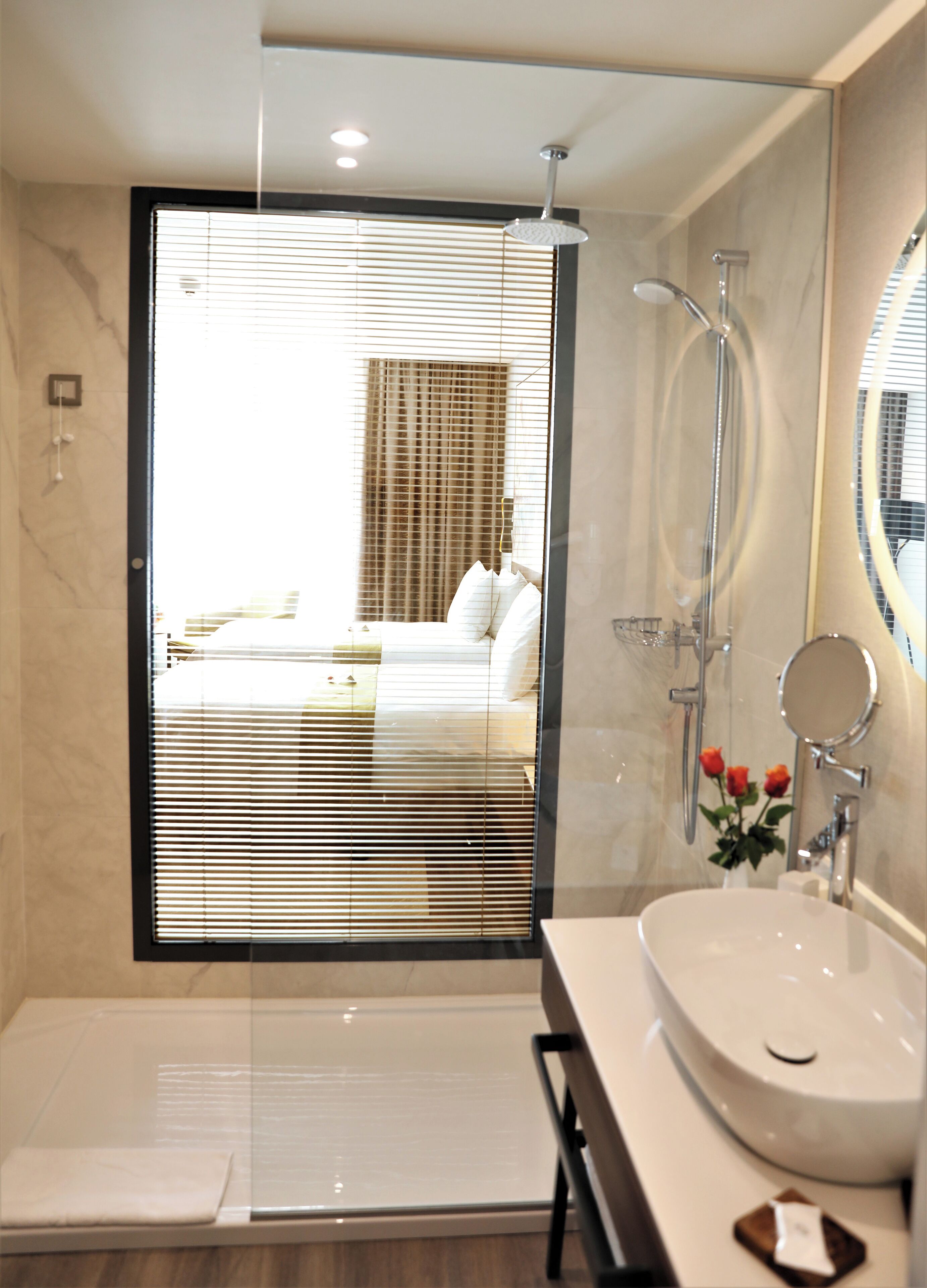 rainfall showerhead, free toiletries, hair dryer, bathrobes