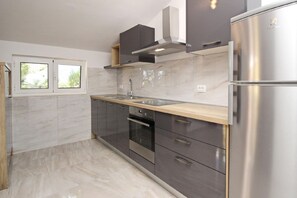 Fridge, microwave, dishwasher, coffee/tea maker