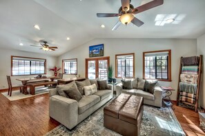 TV, fireplace, video games