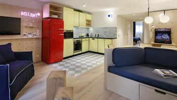 Appartement 2 pièces (max. 3 pers.) | Private kitchen | Fridge, microwave, oven, stovetop