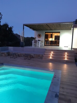 Outdoor pool, a heated pool - "CASA NELLIA - NEW luxury villa - HEATED swimming pool. (Zonza)