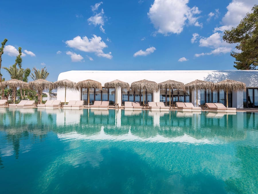 Outdoor pool, sun loungers