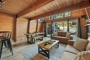 TV connectée, cheminée, jeux vidéo, lecteur de DVD