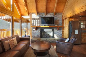 TV, fireplace