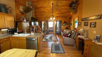 Smart TV, fireplace, DVD player, toys