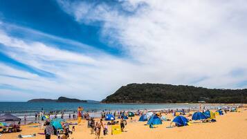 Beach nearby, sun loungers