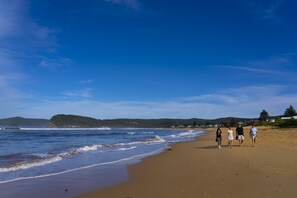 Beach nearby, sun loungers