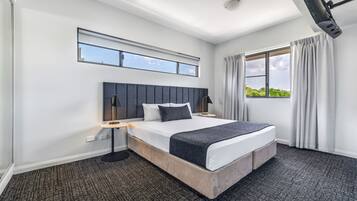 In-room safe, desk, laptop workspace, blackout curtains