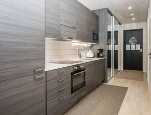 Fridge, microwave, oven, dishwasher