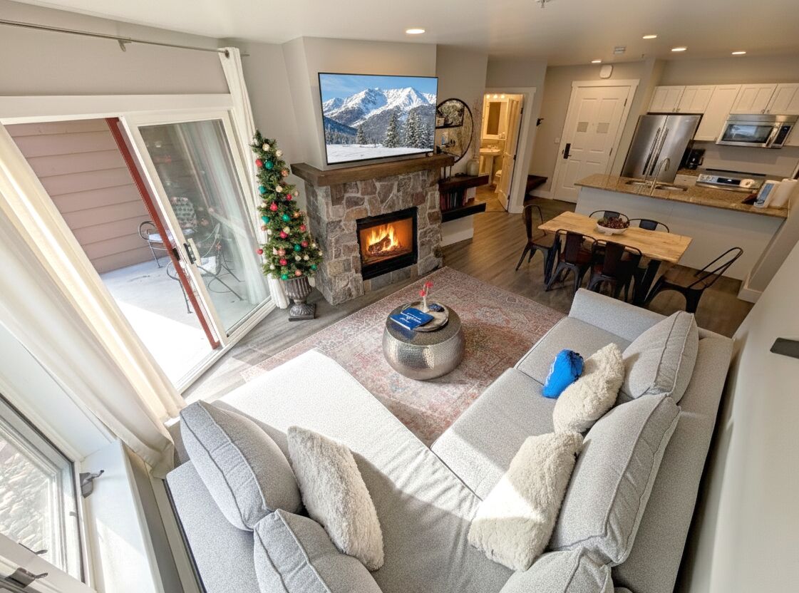 Smart TV, fireplace, table football