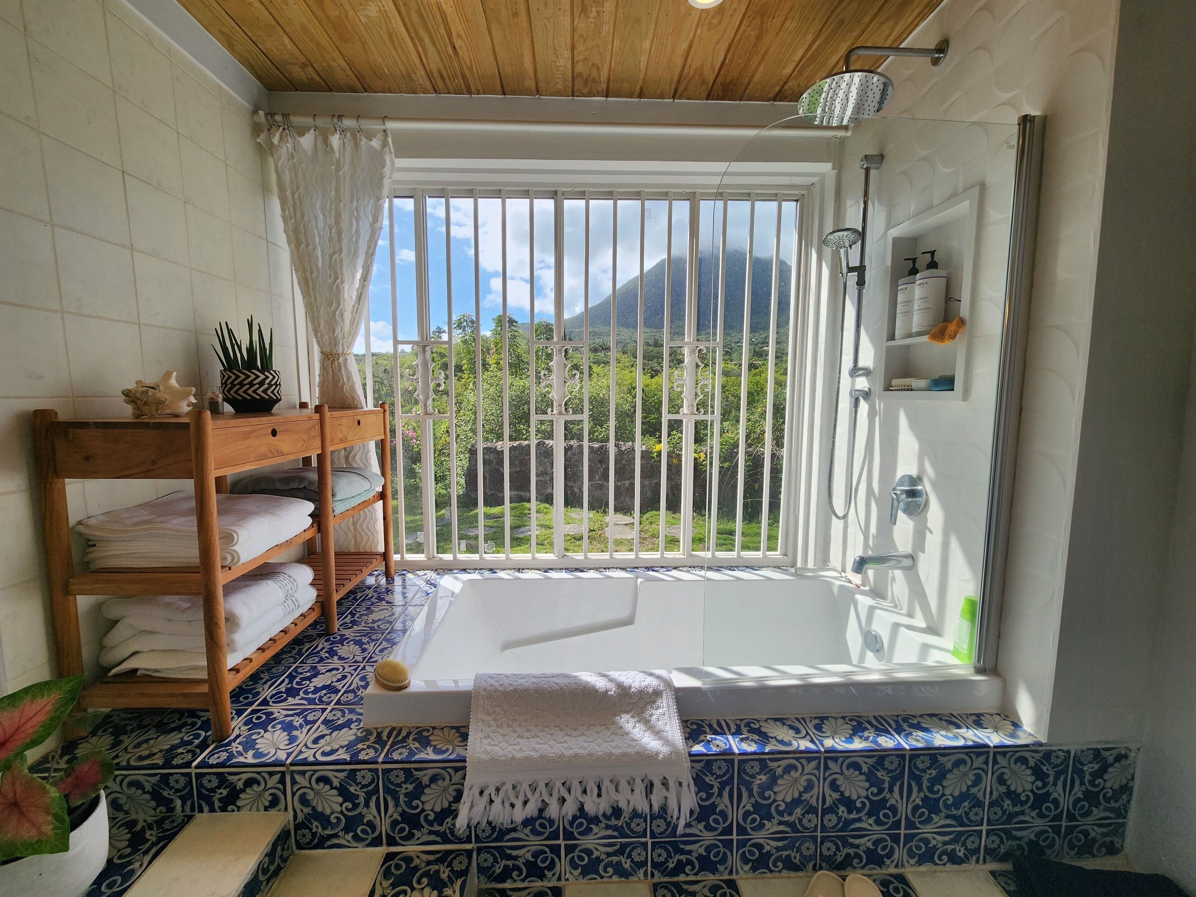 Eco-friendly toiletries, hair dryer, towels, soap
