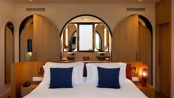 Luxe beddengoed, donsdekens, Select Comfort-bedden, een minibar