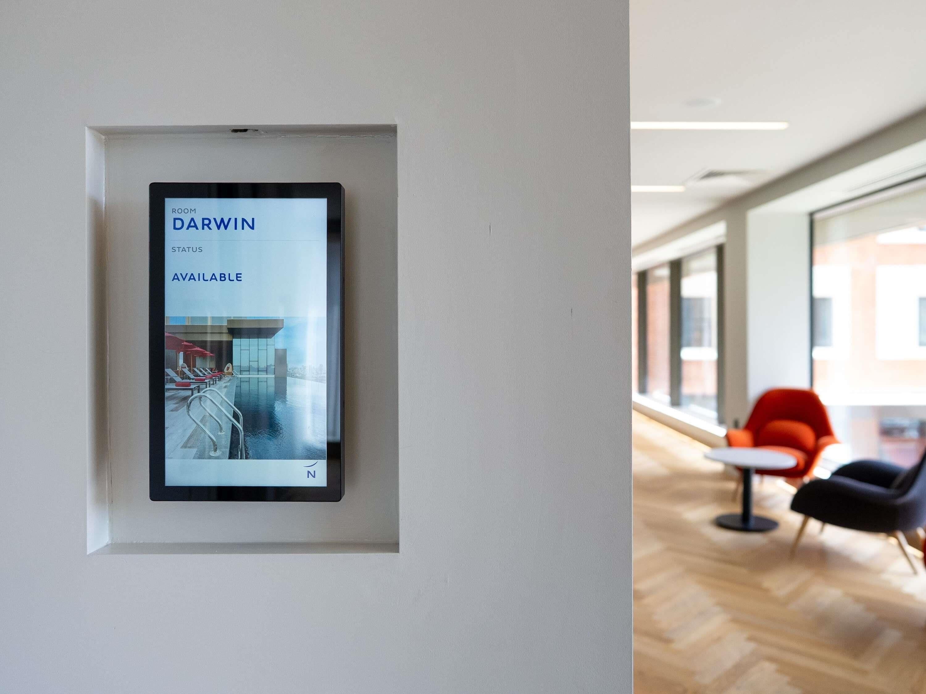 A digital display indicating room 'DARWIN' is available.
