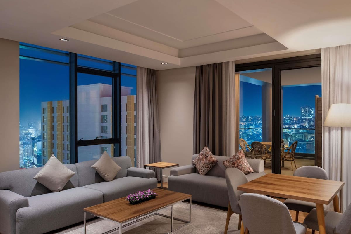 Deluxe Apartment, 2 Bedrooms, Terrace | In-room safe, desk, blackout drapes, iron/ironing board