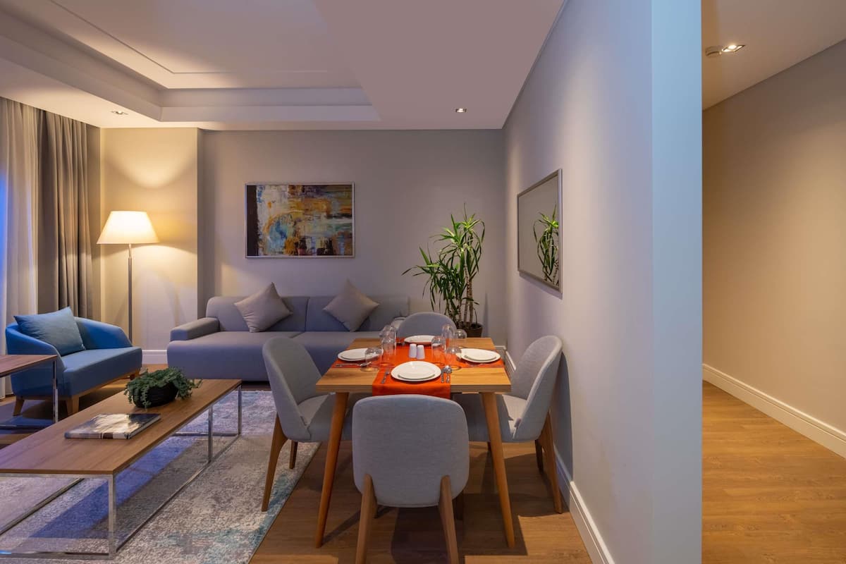 Deluxe Apartment, 2 Bedrooms | In-room safe, desk, blackout drapes, iron/ironing board