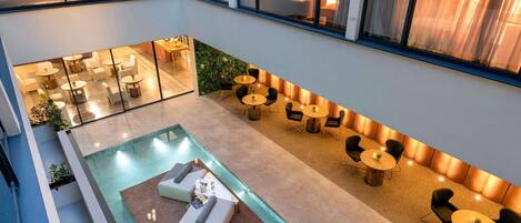 Champagne bar, garden views, open daily