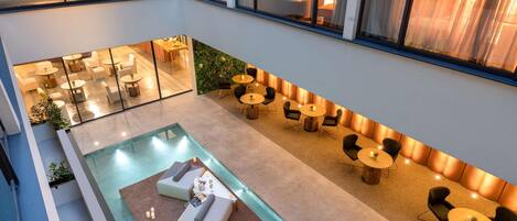 Champagne bar, garden views, open daily