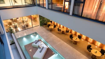 Champagne bar, garden views, open daily