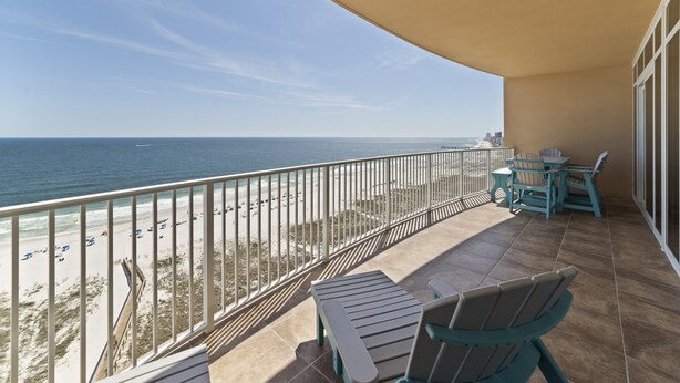 A balcony with a view of the beach and ocean. - Phoenix Orange Beach II 1404 by Liquid Life (Orange Beach)