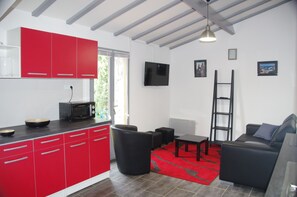 TV, books, music library, stereo