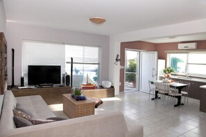 TV, DVD player, ping pong