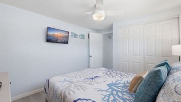 1 bedroom, desk, iron/ironing board, travel crib
