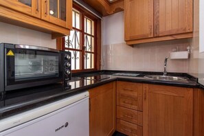 Fridge, microwave, oven, toaster