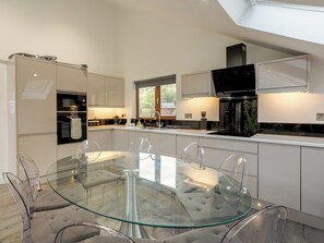 Oven, dishwasher, highchair, cookware/dishes/utensils