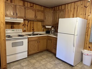 Fridge, microwave, oven, coffee/tea maker