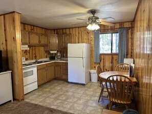 Fridge, microwave, oven, coffee/tea maker