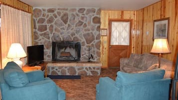 Televisión y chimenea