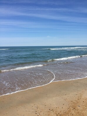 Beach nearby, sun loungers