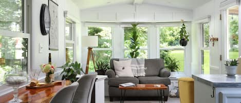 Smart TV, chimenea y libros