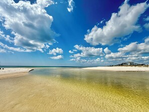 Beach nearby, sun-loungers