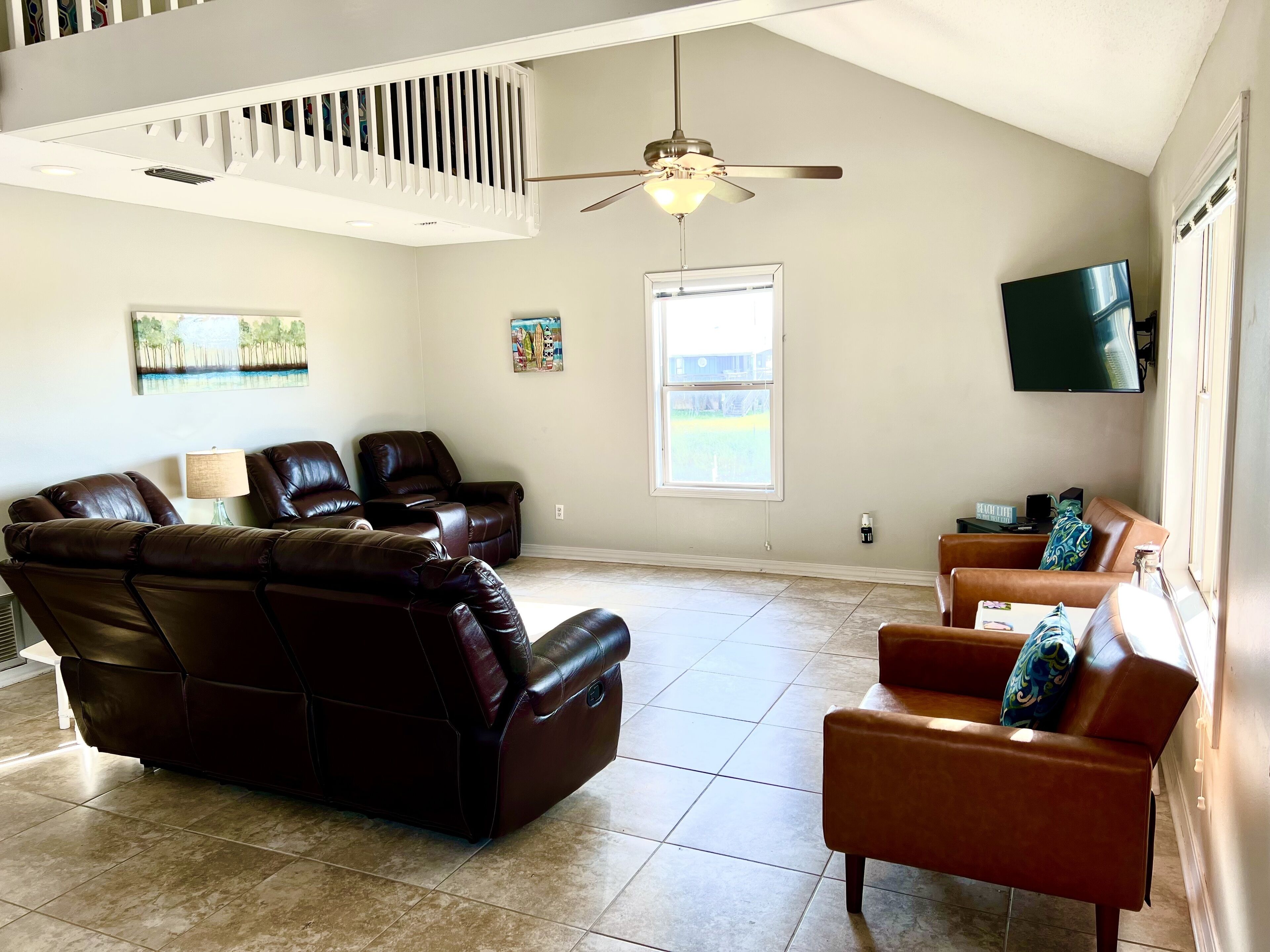 Smart TV, DVD player, books, video library