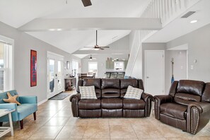 Smart TV, DVD player, books, video library