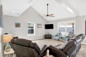 Smart TV, DVD player, books, video library