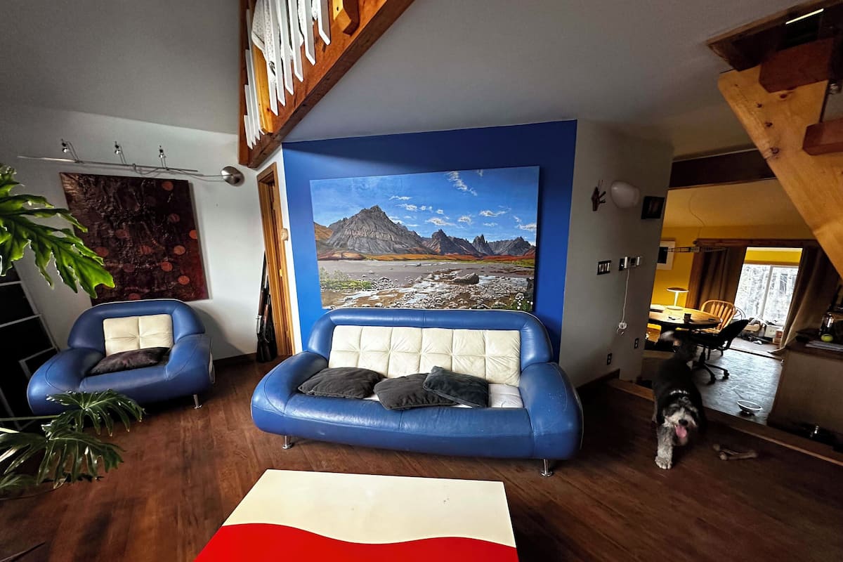 Design-Apartment, mit Bad, Bergblick | Wohnbereich