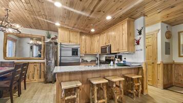 Cabin, 2 Bedrooms | Private kitchen | Full-sized fridge, microwave, oven, coffee/tea maker