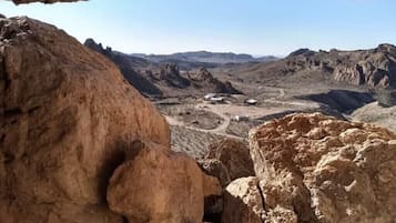 A rocky landscape with a clear view of the surrounding terrain.
