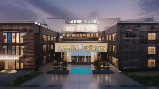 A modern hotel with a central atrium, multiple floors, and a swimming pool. - Jinjiang Inn Select (Tianjin)