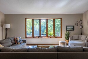 Smart TV, fireplace, video games, foosball