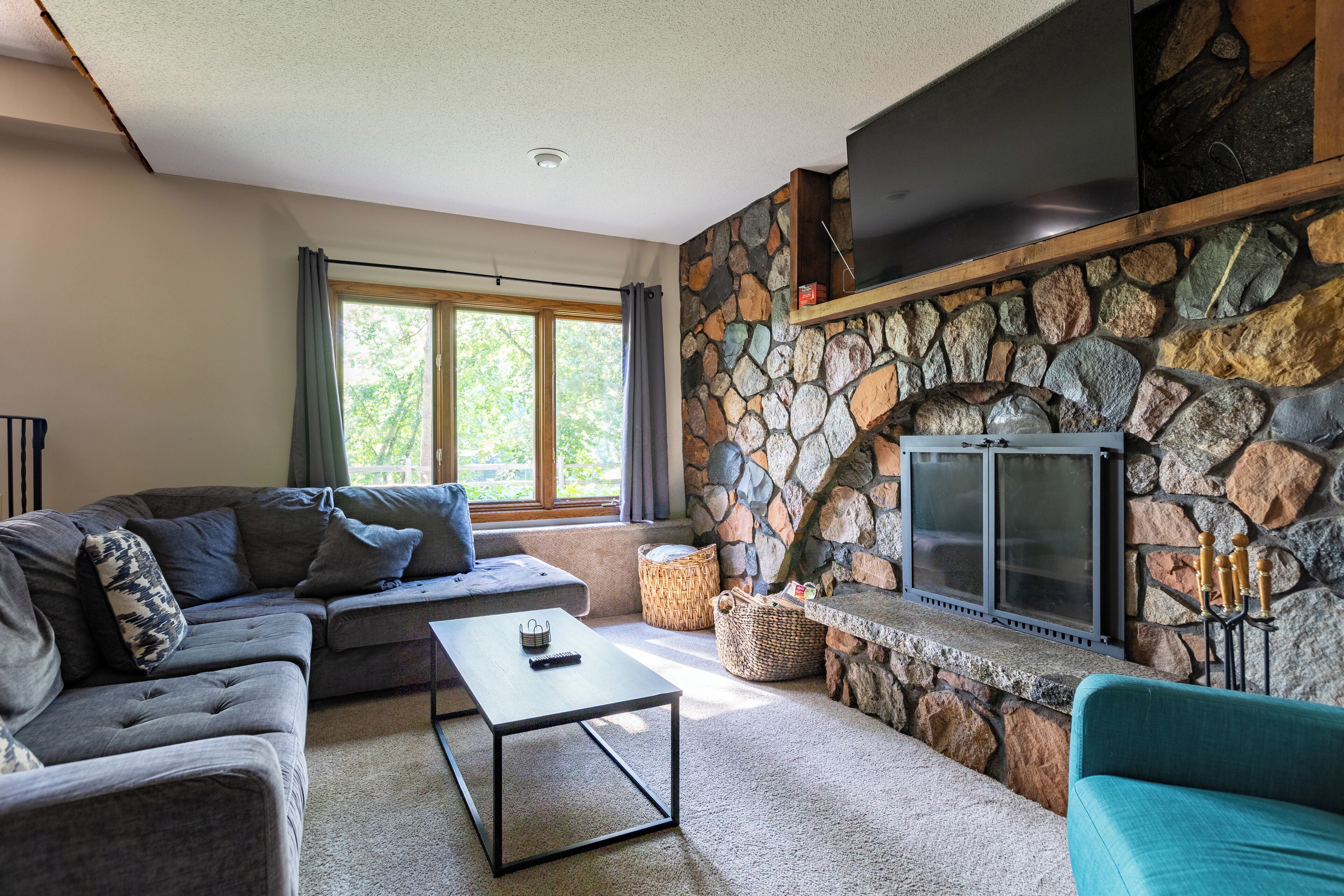 Smart TV, fireplace, video games, table football