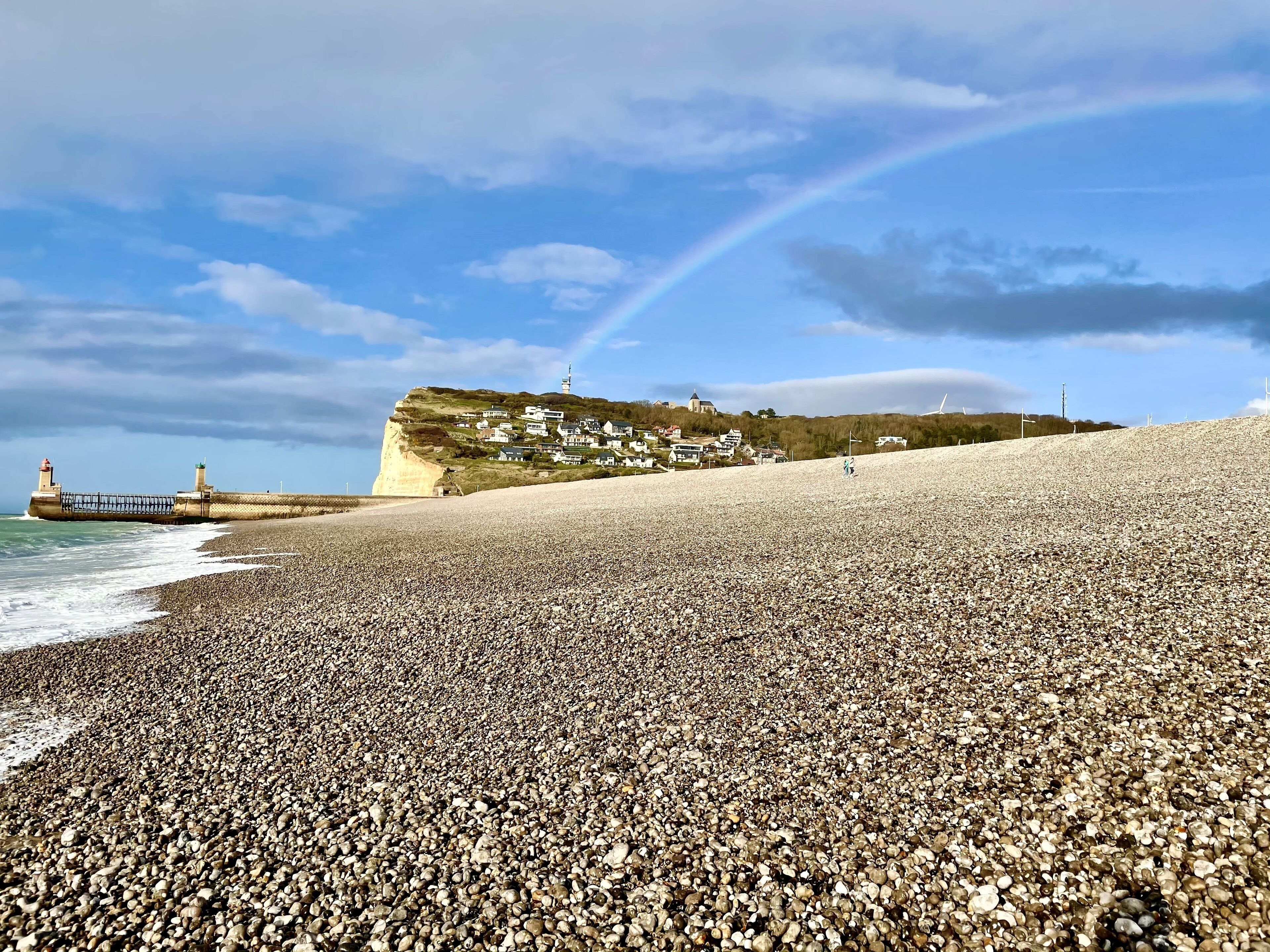 On the beach, sun loungers