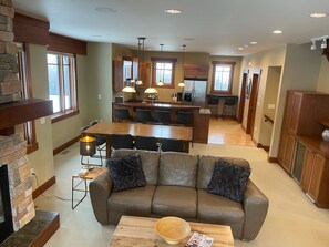 TV connectée, cheminée, lecteur de DVD, vidéothèque