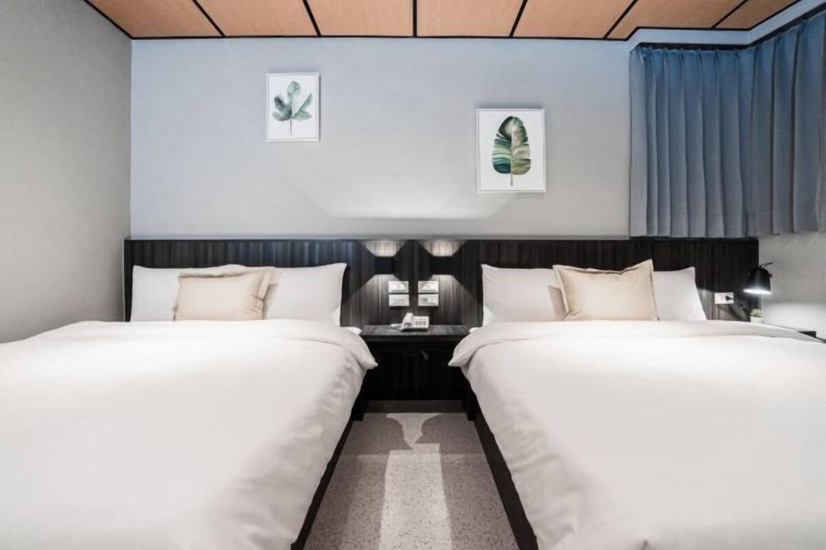 Down comforters, blackout drapes, WiFi (free), bed sheets