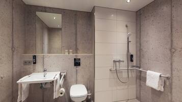 Standard Room, 1 Queen Bed, Accessible | Bathroom | Shower, hair dryer, towels, soap